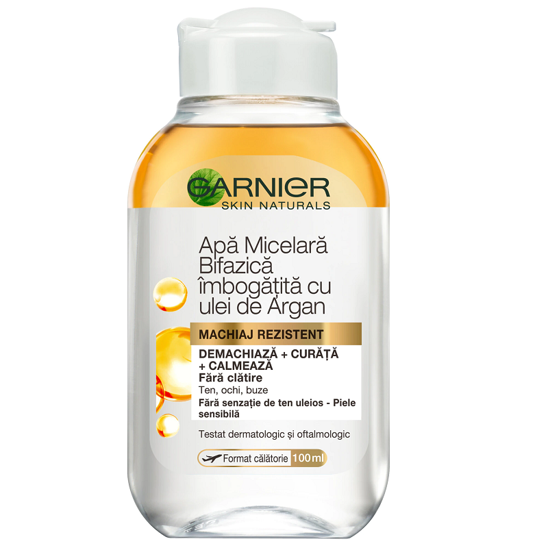 Apa Micelara Bifazica Garnier Skin Naturals cu Ulei de Argan, 100 ml