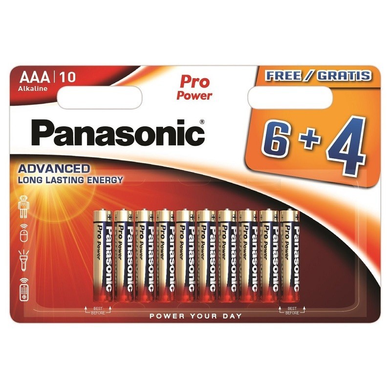 Baterii Panasonic Pro Power Alkaline LR03PPG AAA, 6 bucati + 4 bucati