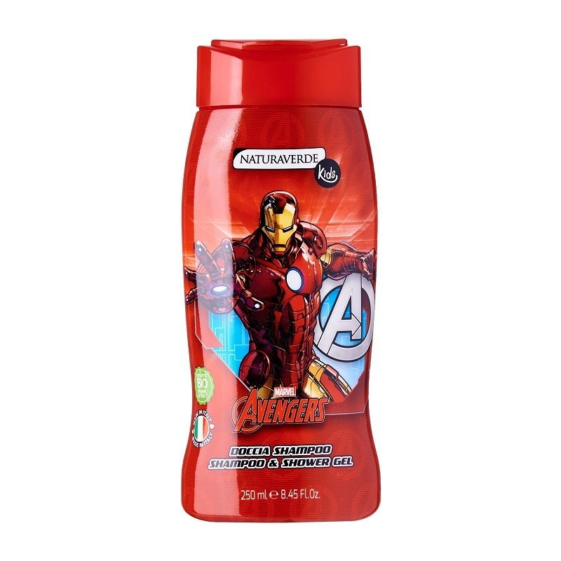 Gel de Dus Avengers Iron Man Naturaverde Kids cu Extract de Musetel si Galbenele din Cultura Organica 250 ml