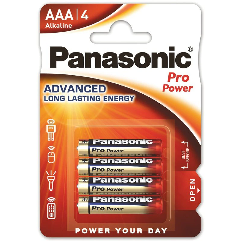 Baterii Alcaline Aaa, R3, Panasonic Alkaline Pro Power, 1.5 V, Blister 4 Baterii