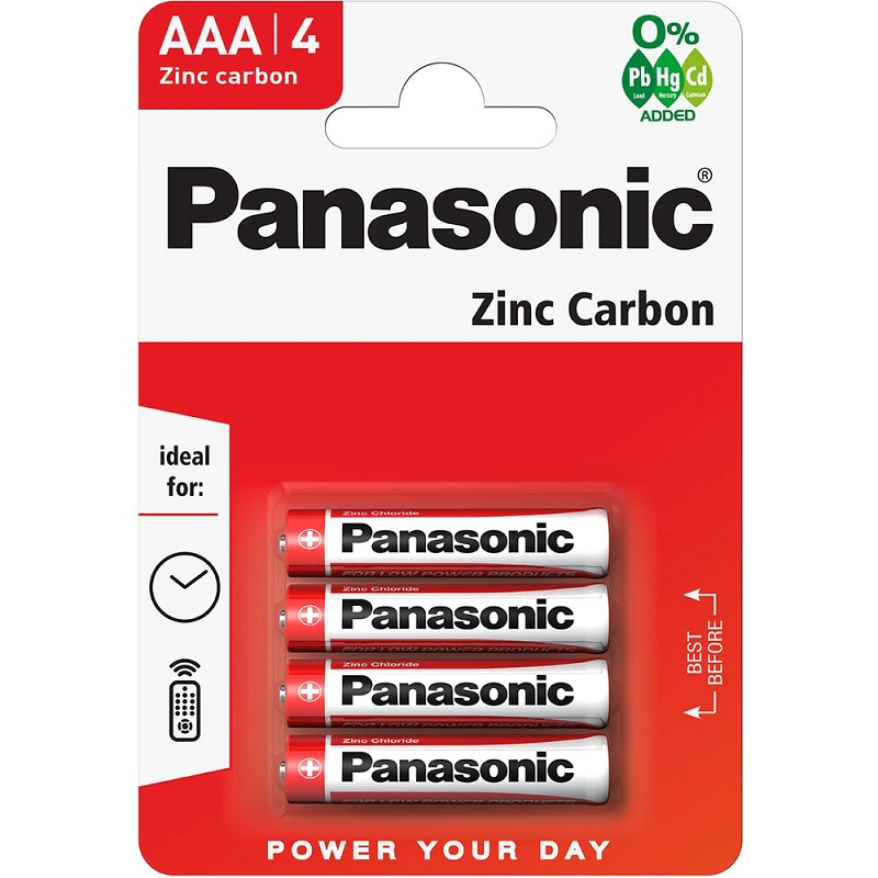 Baterii Panasonic Red Zinc Carbon, R03RZ/4BP, Blister 4 Bucati