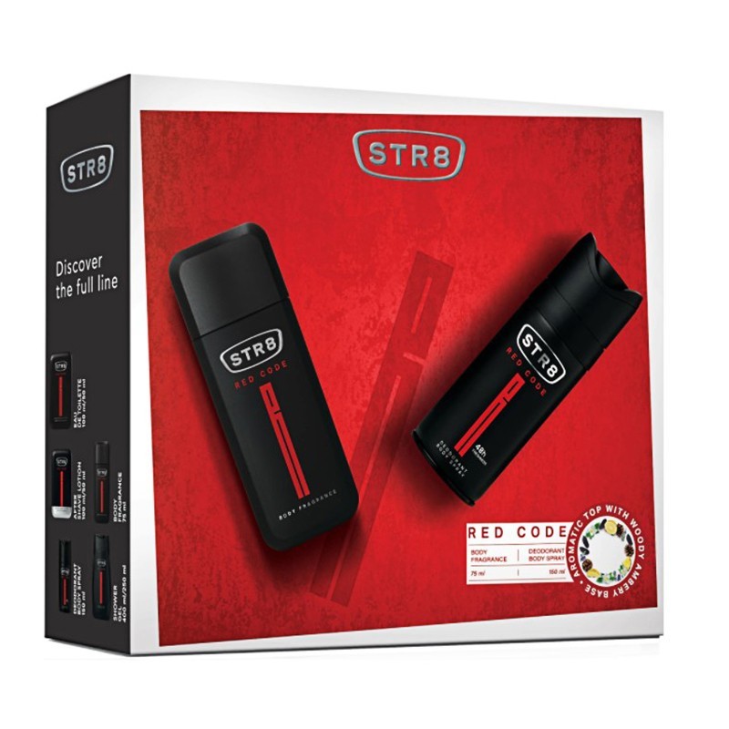 Set Cadou STR8 Red Code: Deodorant Parfumat pentru Corp, 75 ml + Deodorant Spray, 150 ml