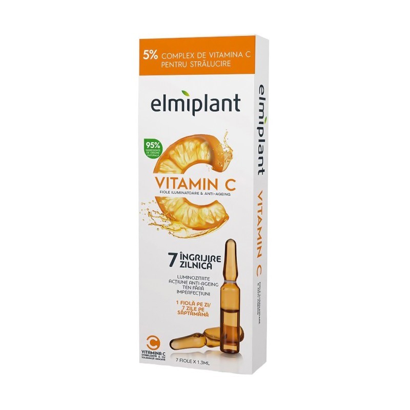 Fiole pentru Iluminare si Anti-ageing Elmiplant Vitamin C, 7 buc x 1.3 ml