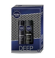 Set Cadou Nivea Men Deep Duo: Deodorant Spray, 150 ml + Gel de Dus, 250 ml