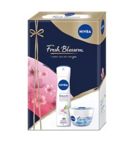 Set Cadou Nivea Fresh Blossom: Crema de Corp Nivea Care, 100 ml + Deodorant Spray, 150 ml