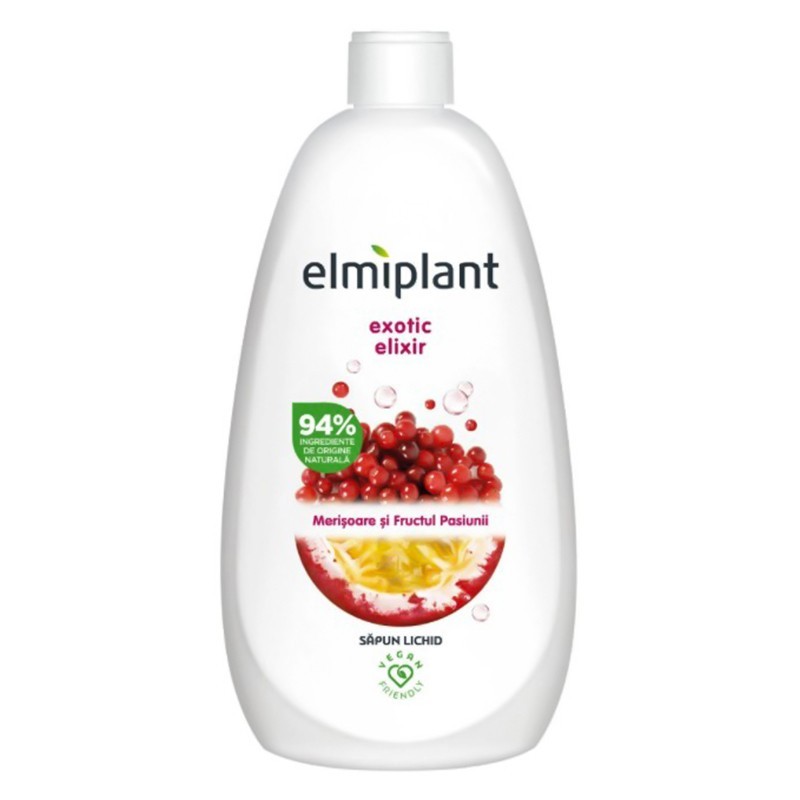 Rezerva Sapun Lichid Elmiplant Exotic Elixir cu Merisoare si Fructul Pasiunii, 500 ml