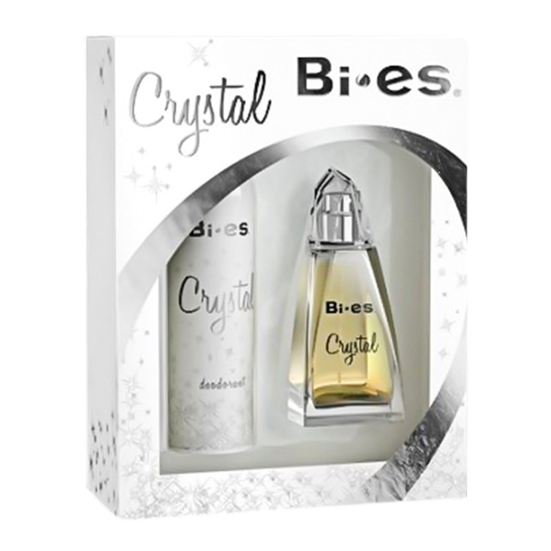 Set Bi-es Crystal pentru Femei: Apa de Parfum 100 ml + Deodorant Spray 150 ml