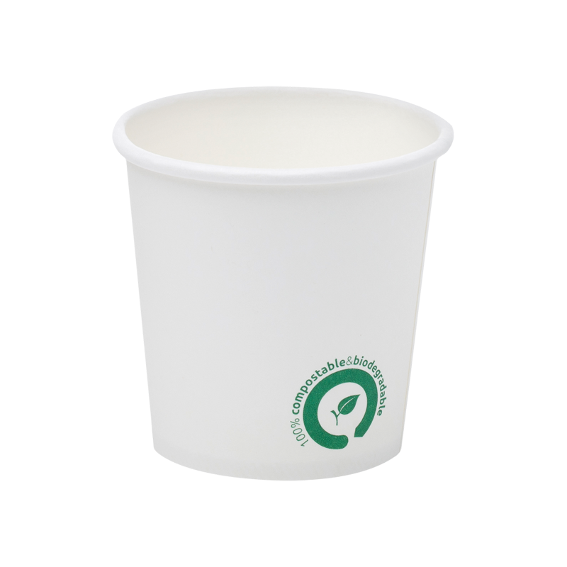 Pahare Biodegradabile, Compostabile, Carton, PLA, Biodeck Albe, 120 ml, 50 buc