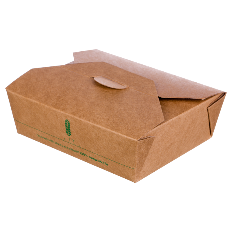 Cutii Biodegradabile de Carton, Kraft, 1400 ml, M8, 300 bucati