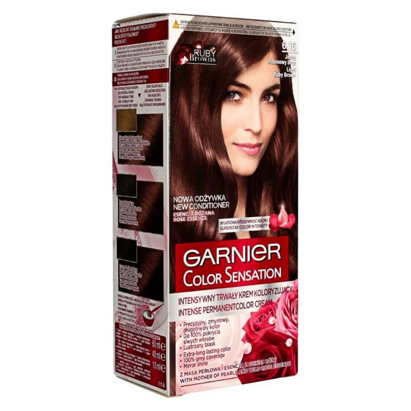 Vopsea de Par Permanenta cu Amoniac Garnier Color Sensation 6.15 Light Ruby Brown, 112 ml