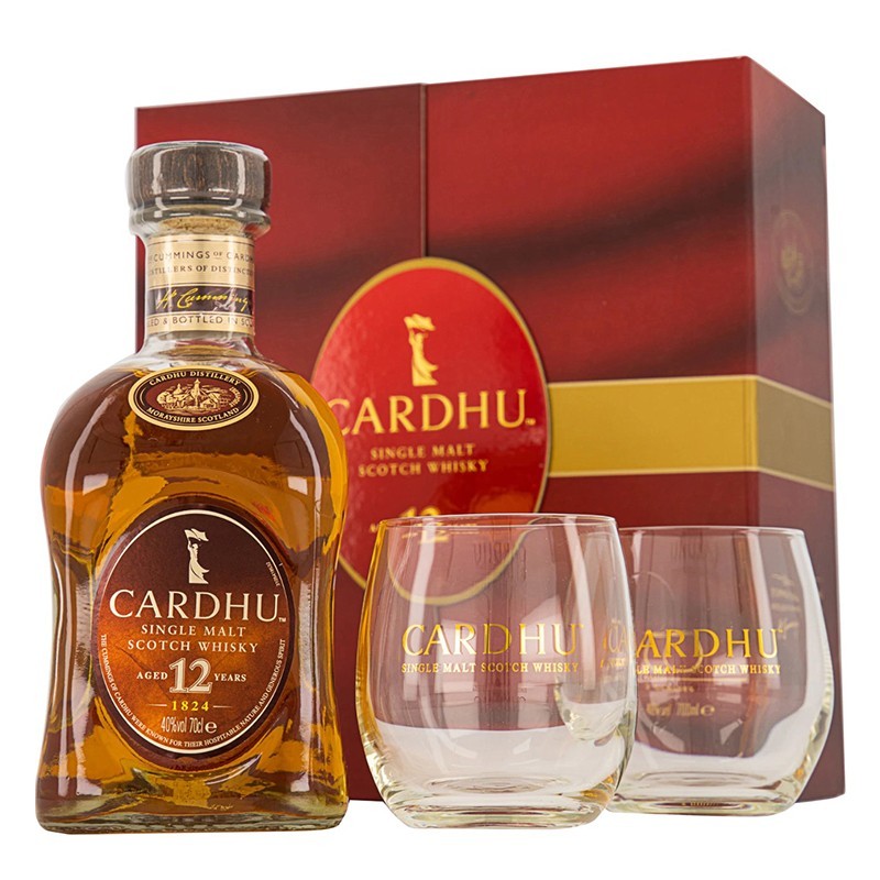 Whisky Cardhu Single Malt 12 Ani + 2 Pahare, 40% Alcool, 0.7 l