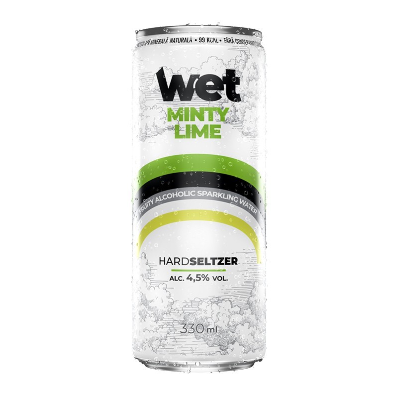Bautura Alcoolica Fructata Wet Hard Seltzer Minty Lime, 4.5% Alcool, Doza, 0.33 l