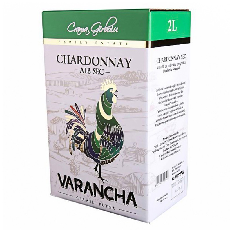Vin Alb Varancha Chardonnay, Sec, Bag in Box, 2 l