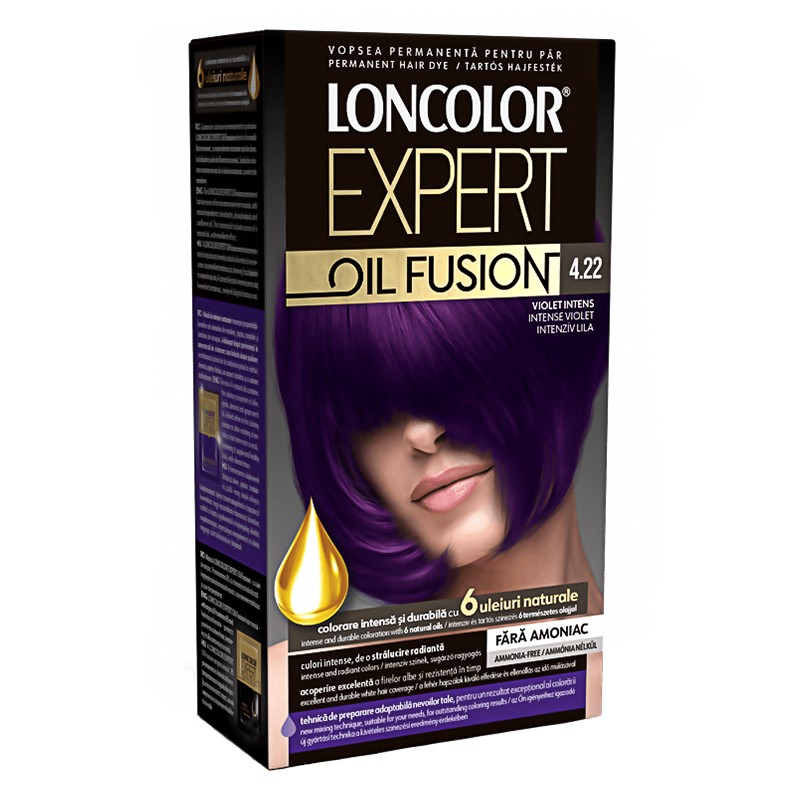 Vopsea de Par Permanenta fara Amoniac Loncolor Expert Oil Fusion 4.22 Violet Intens, 100 ml