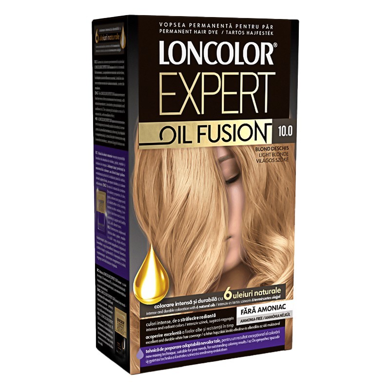 Vopsea de Par Permanenta Loncolor Expert Oil Fusion 10.0 Blond Deschis, 100 ml