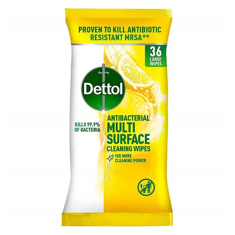 Servetele Dezinfectante pentru Suprafete Multiple Dettol Power & Fresh Lemon, 36 buc