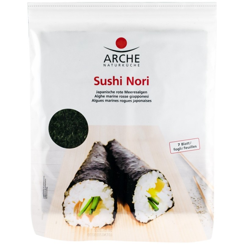 Sushi Nori Alge Marine Prajite pentru Sushi, 7 Foi x 2.4 g / 17 g Arche