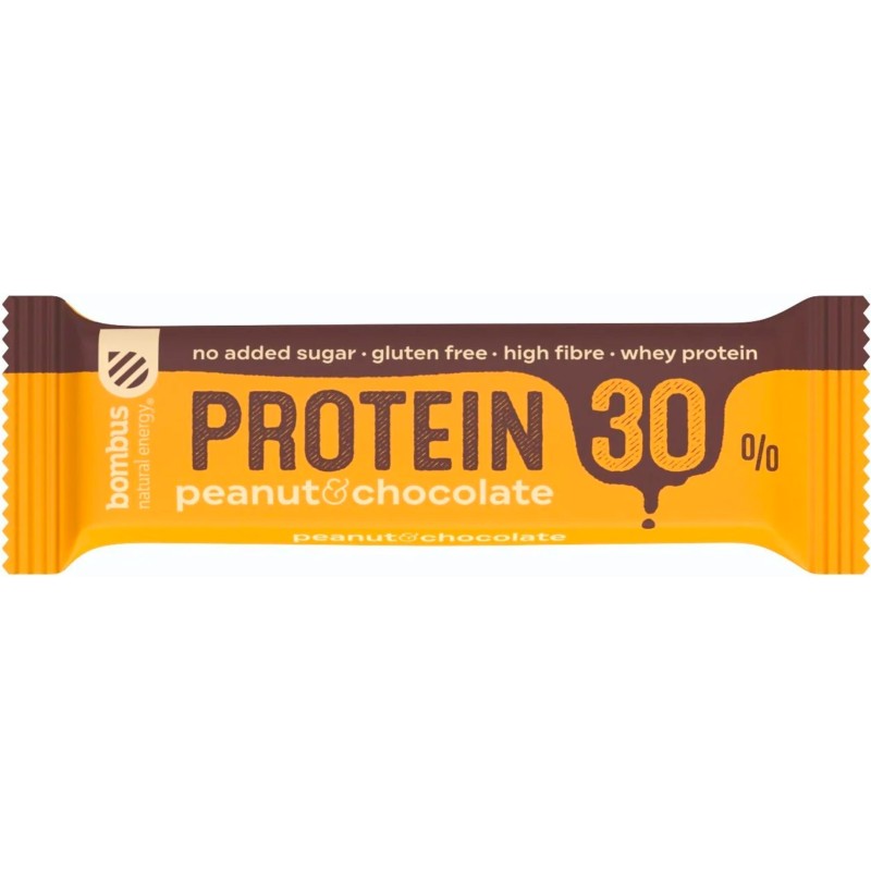 Baton Proteic cu Arahide si Ciocolata, 30% Proteine, 50g Bombus
