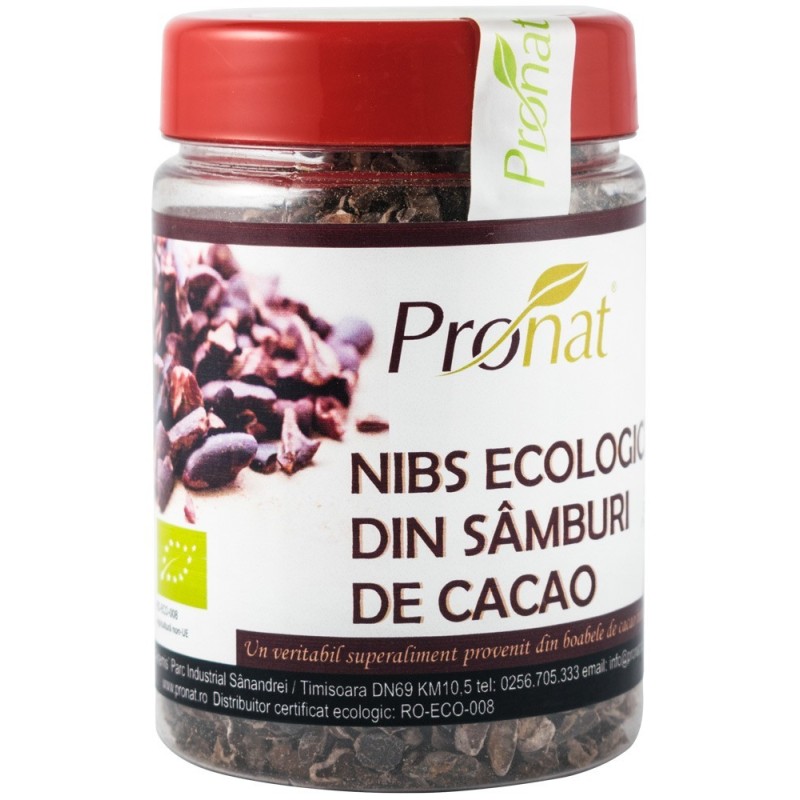 Nibs Bio din Samburi de Cacao, 130 g