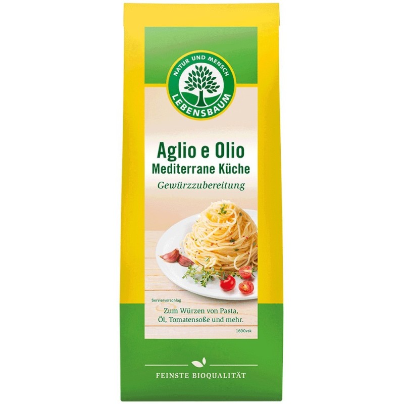 Amestec Bio de Condimente Aglio e Olio - Bucataria Mediteraneana, Lebensbaum, 40 g