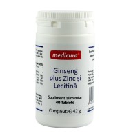 Ginseng Plus Zinc si Lecitina, 40 Tablete Medicura