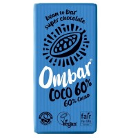 Ciocolata Bio, 60% Cacao Neprajita, Raw, 35 g, Ombar