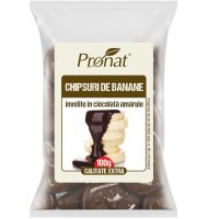 Chipsuri de Banane Invelite in Ciocolata Amaruie, 100 g