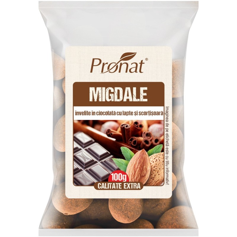 Migdale Invelite in Ciocolata cu Lapte si Scortisoara, 100 g