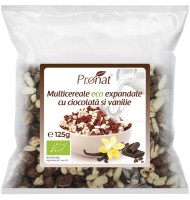 Pufarine Bio din Multicereale cu Ciocolata si Vanilie, 125g   