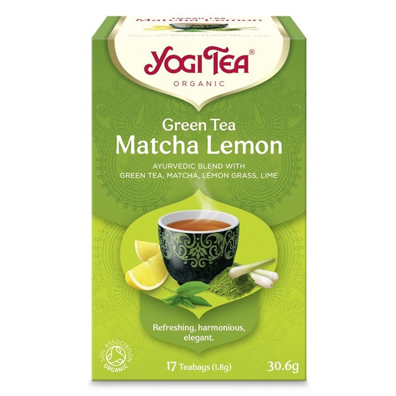 Ceai Bio Verde cu Matcha si Lamaie, Yogi Tea, 17 Plicuri, 30.6 g