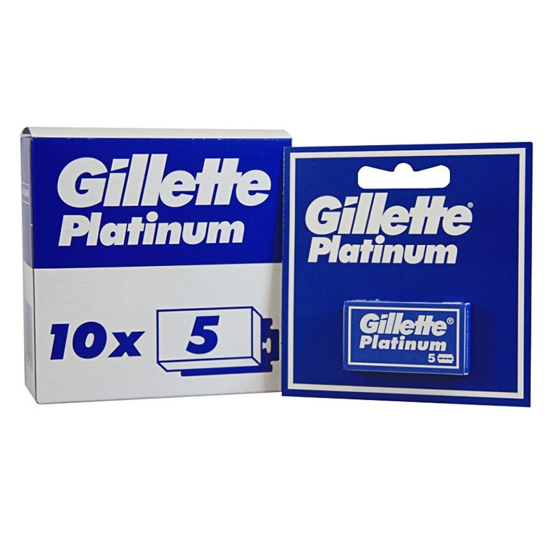 Lame de Ras Gillette Platinum, Albastru, 10 x 5 Bucati