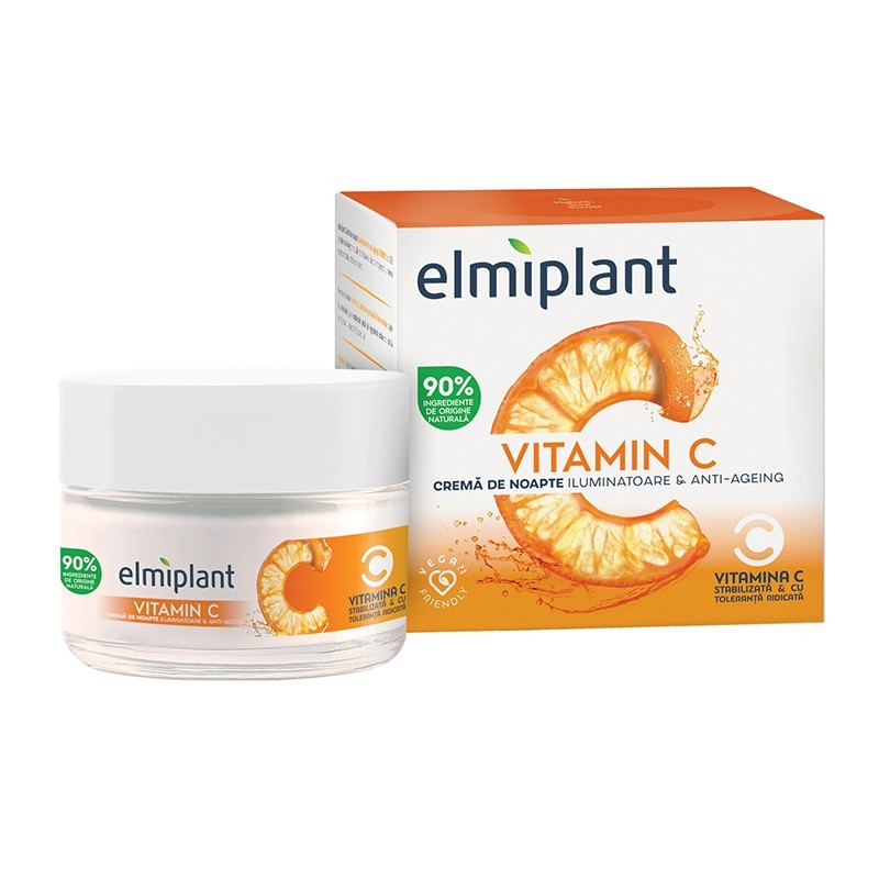 Crema de Noapte Elmiplant Vitamin C, Iluminatoare si Anti-Ageing, 50 ml