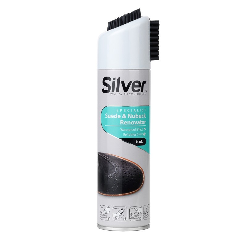 Spray Restaurare Piele Nubuc / Caprioara, Silver, Negru, 250 ml