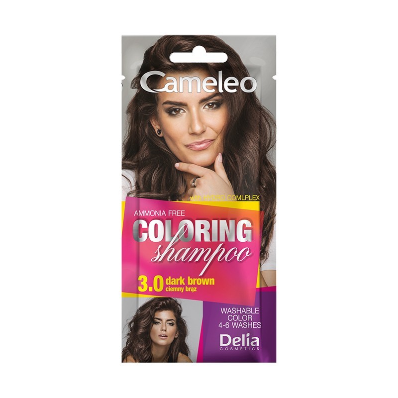 Sampon Colorant fara Amoniac Cameleo, Delia Cosmetics, 3.0 Dark Brown, 40 ml