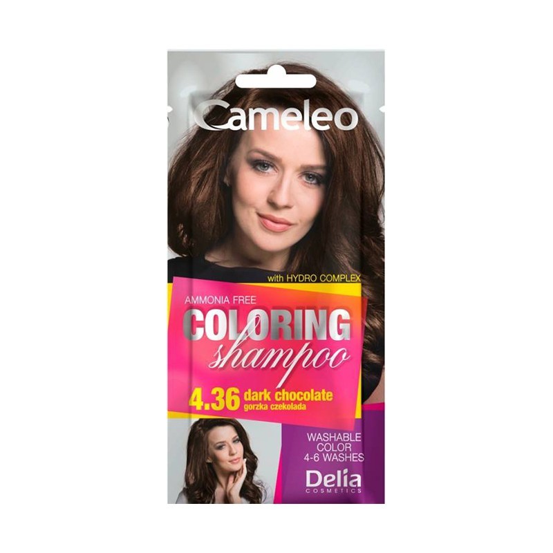 Sampon Colorant fara Amoniac Cameleo, Delia Cosmetics, 4.36 Dark Chocolate, 40 ml