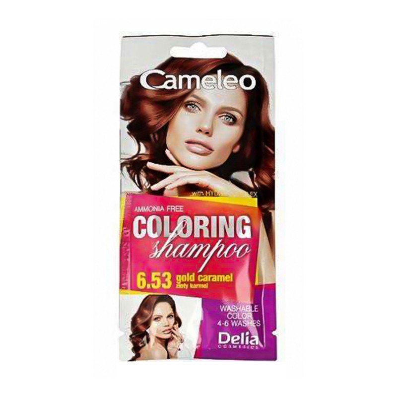 Sampon Colorant fara Amoniac Cameleo, Delia Cosmetics, 6.53 Gold Caramel, 40 ml