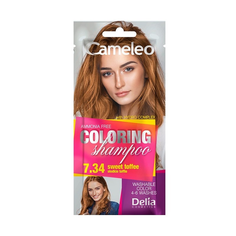 Sampon Colorant fara Amoniac Cameleo, Delia Cosmetics, 7.34 Sweet Toffee, 40 ml