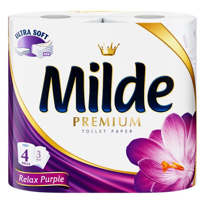 Hartie Igienica Milde Premium Relax Purple, 3 Straturi, 4 Role