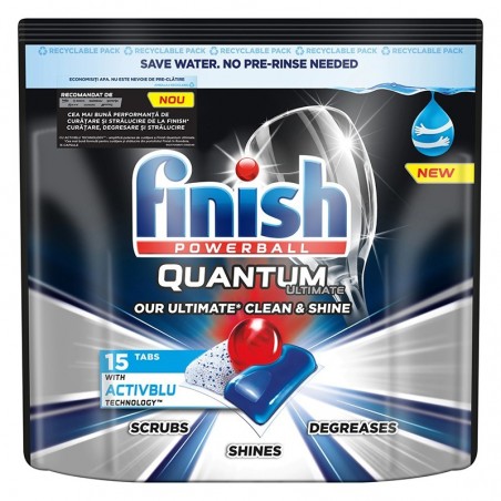 Detergent pentru Masina de Spalat Vase Finish Quantum Ultimate Activblu, 15 Spalari...