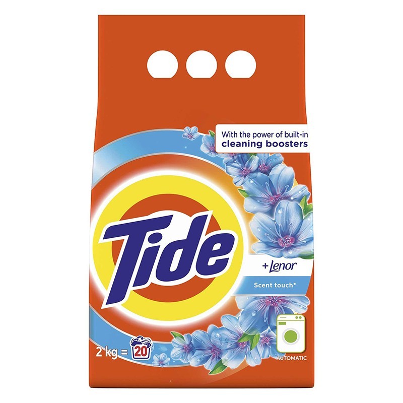 Detergent de Rufe Pudra Automat Tide 2 in 1 Lenor Touch, 20 Spalari, 2 kg