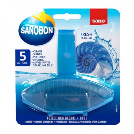Odorizant Toaleta Solid Sano Bon 5 in 1 Fresh, Blue, 55 g...