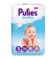 Scutece Pufies Sensitive, 5 Junior, Maxi Pack, 11-16 Kg, 48 Buc