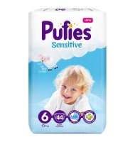 Scutece Pufies Sensitive, 6 Extra Large, Maxi Pack, 13+ Kg, 44 Buc