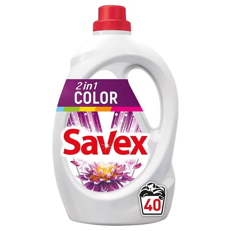 Detergent Lichid Savex 2 in 1 Color, 40 Spalari, 2,2 l