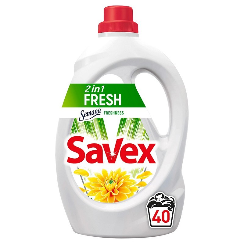 Detergent Lichid Savex 2 in 1 Fresh, 40 Spalari, 2.2 l
