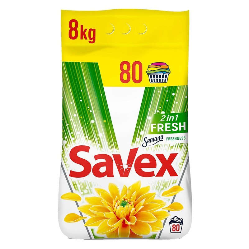 Detergent Automat Savex 2 in 1 Fresh, 80 Spalari, 8 Kg