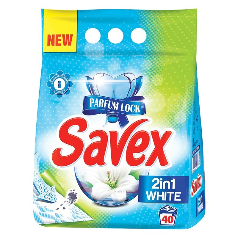 Detergent Automat Savex 2 in 1 White, 40 Spalari, 4 Kg