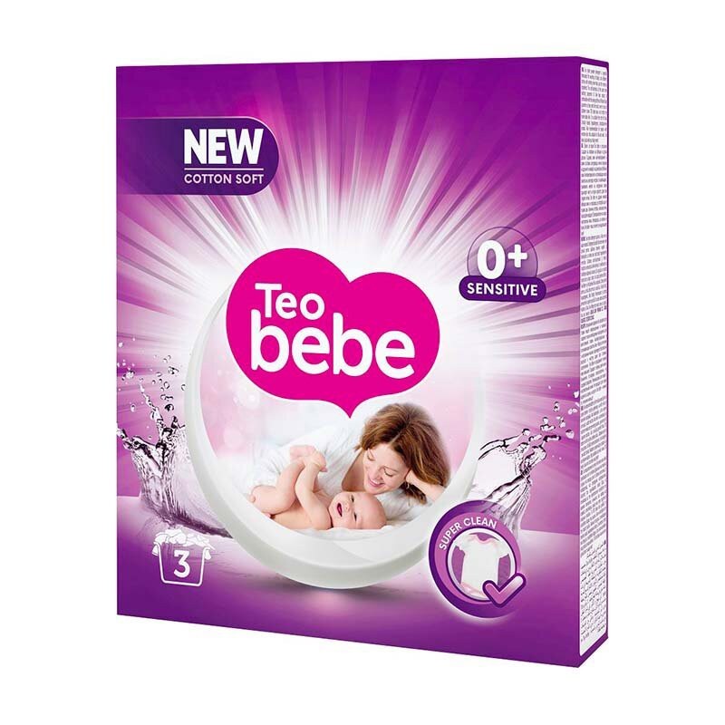 Detergent Pudra Teo Bebe, Soft Purple, 225 g, 3 Spalari