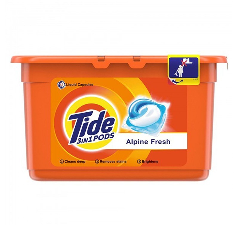 Set 12 x Capsule Detergent Tide 3 in 1 Alpine Fresh, 12 Spalari, 24.8 g
