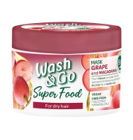 Masca pentru Par Uscat Wash & Go Super Food, cu Strugure si Macadamia, 300 ml